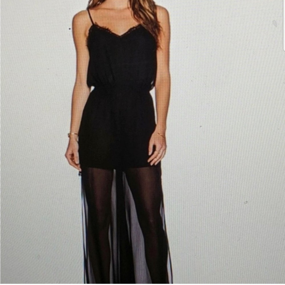 NWOT BCBGeneration Black Wide Leg Sheer Jumpsuit